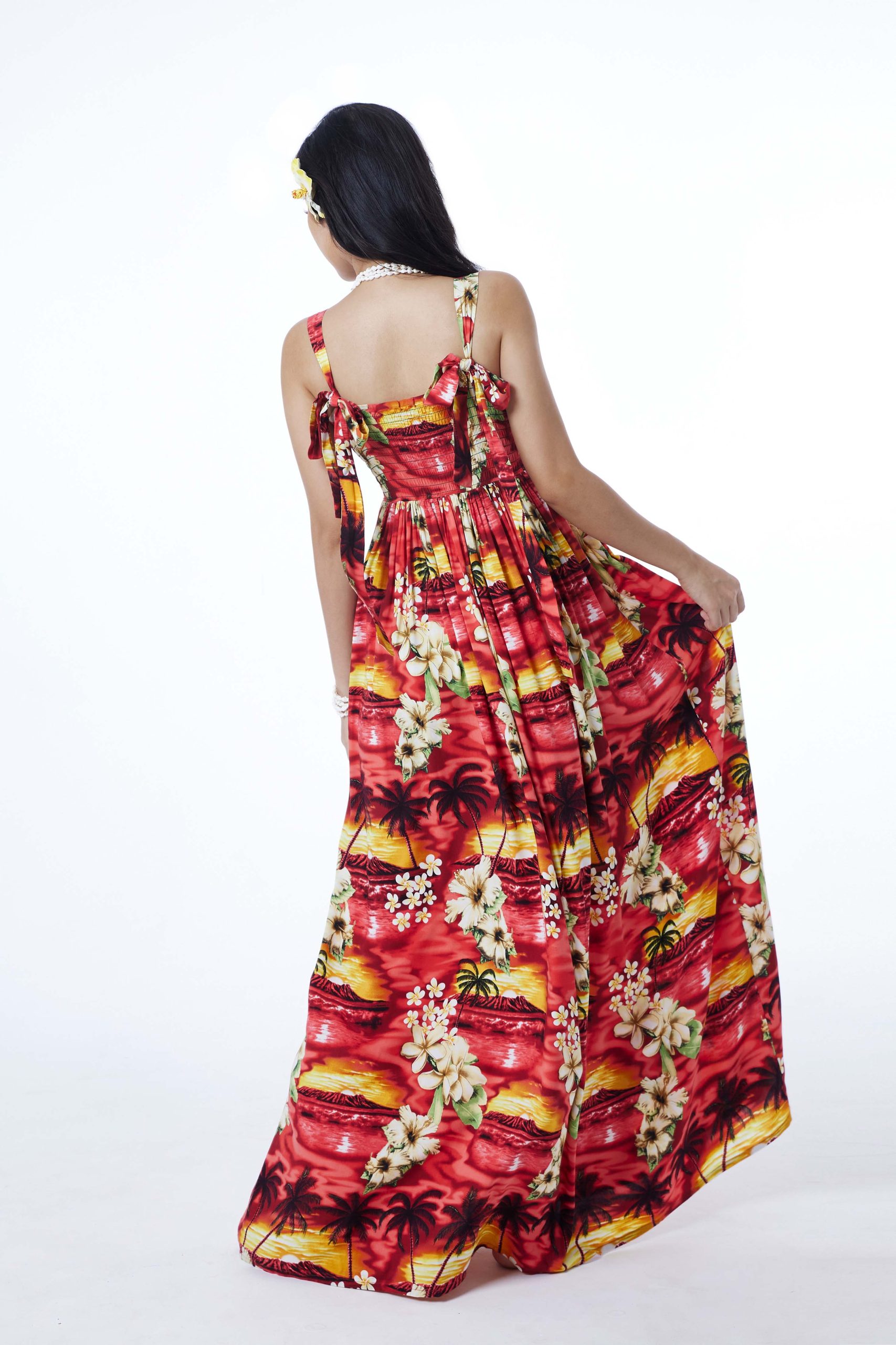 Pixie-shoulder maxi babydoll dress